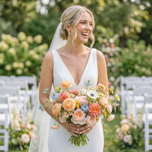 Peach Wildflower Bridal Bouquet