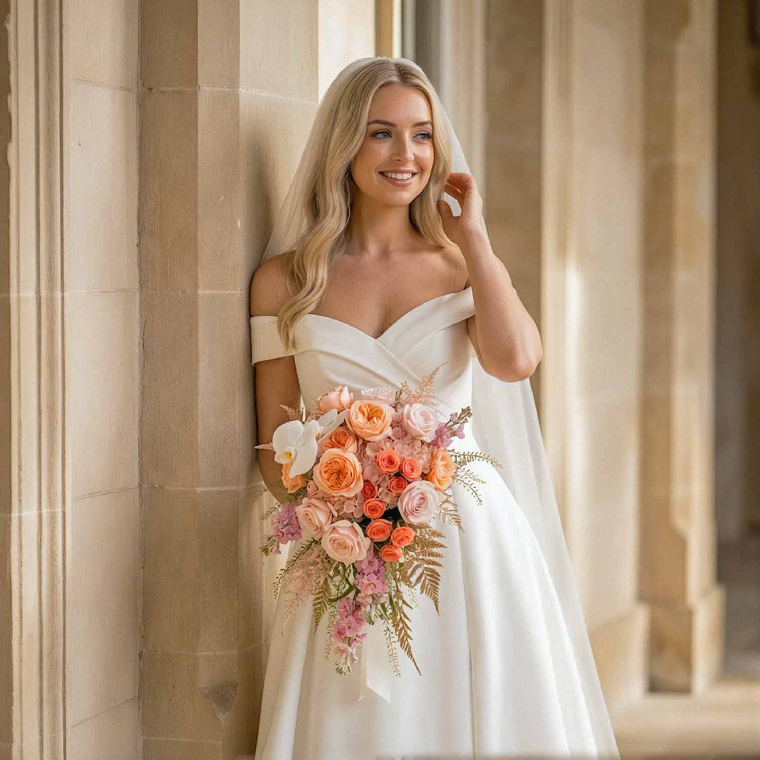 Sunset Peony Bridal Bouquet