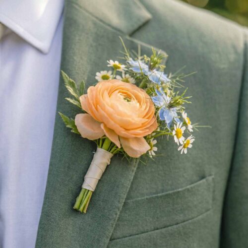 Peach Wildflower Buttonhole