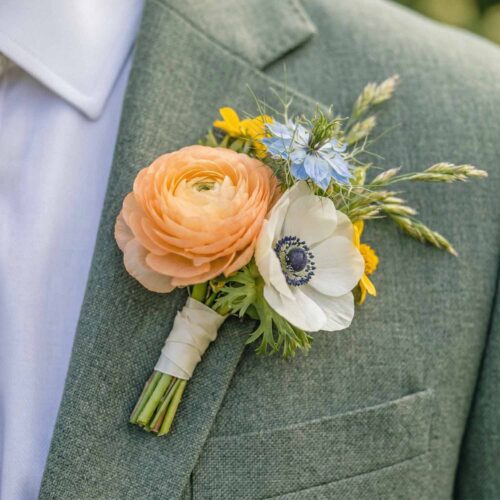 Peach Wildflower Buttonhole