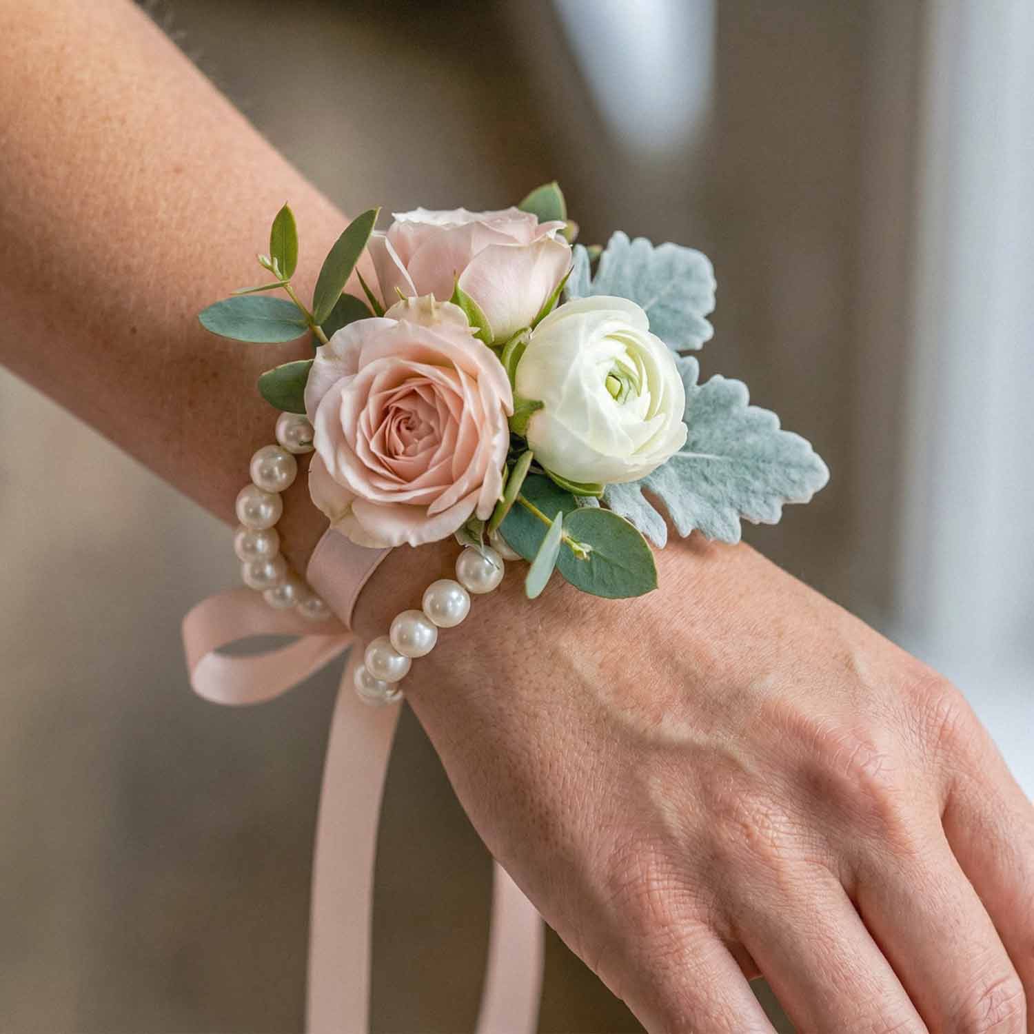 Blush Elegance Wrist Corsage