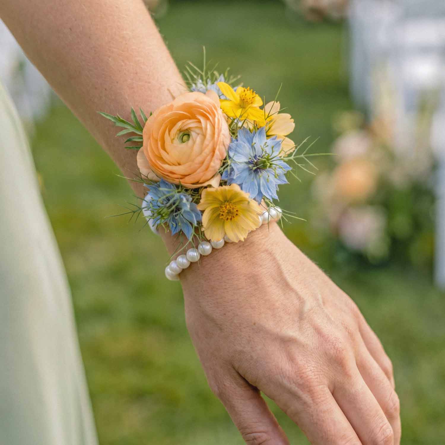 Peach Wildflower Wrist Corsage