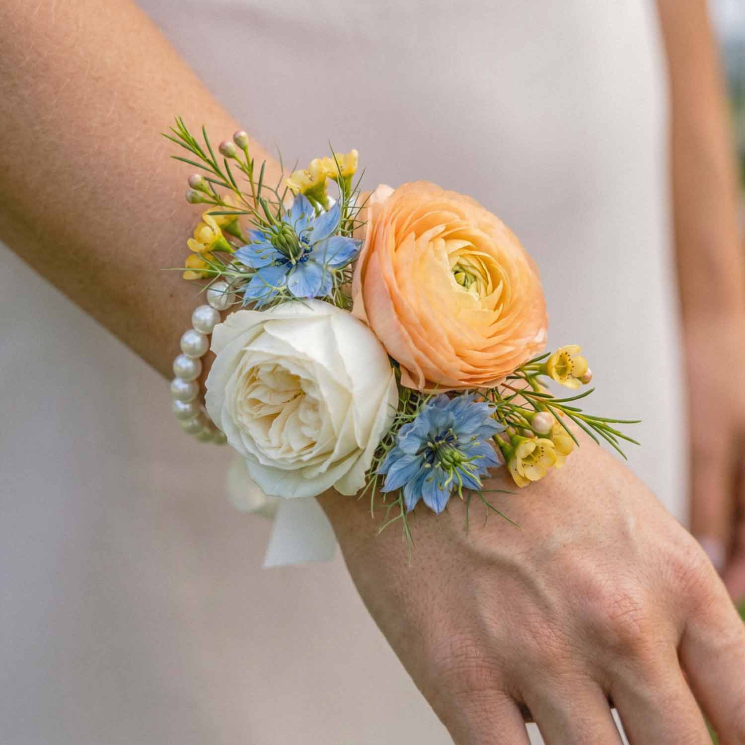 Peach Wildflower Wrist Corsage