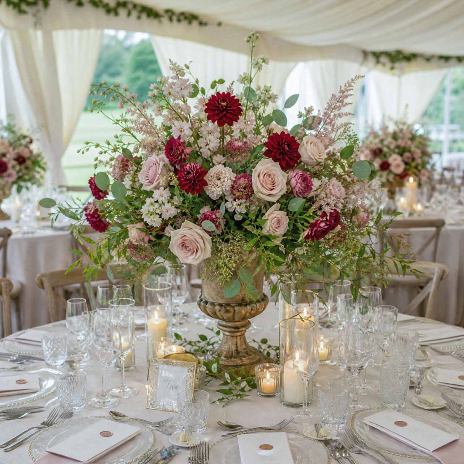 Belgravia Rouge Antique Urn Table Centrepiece