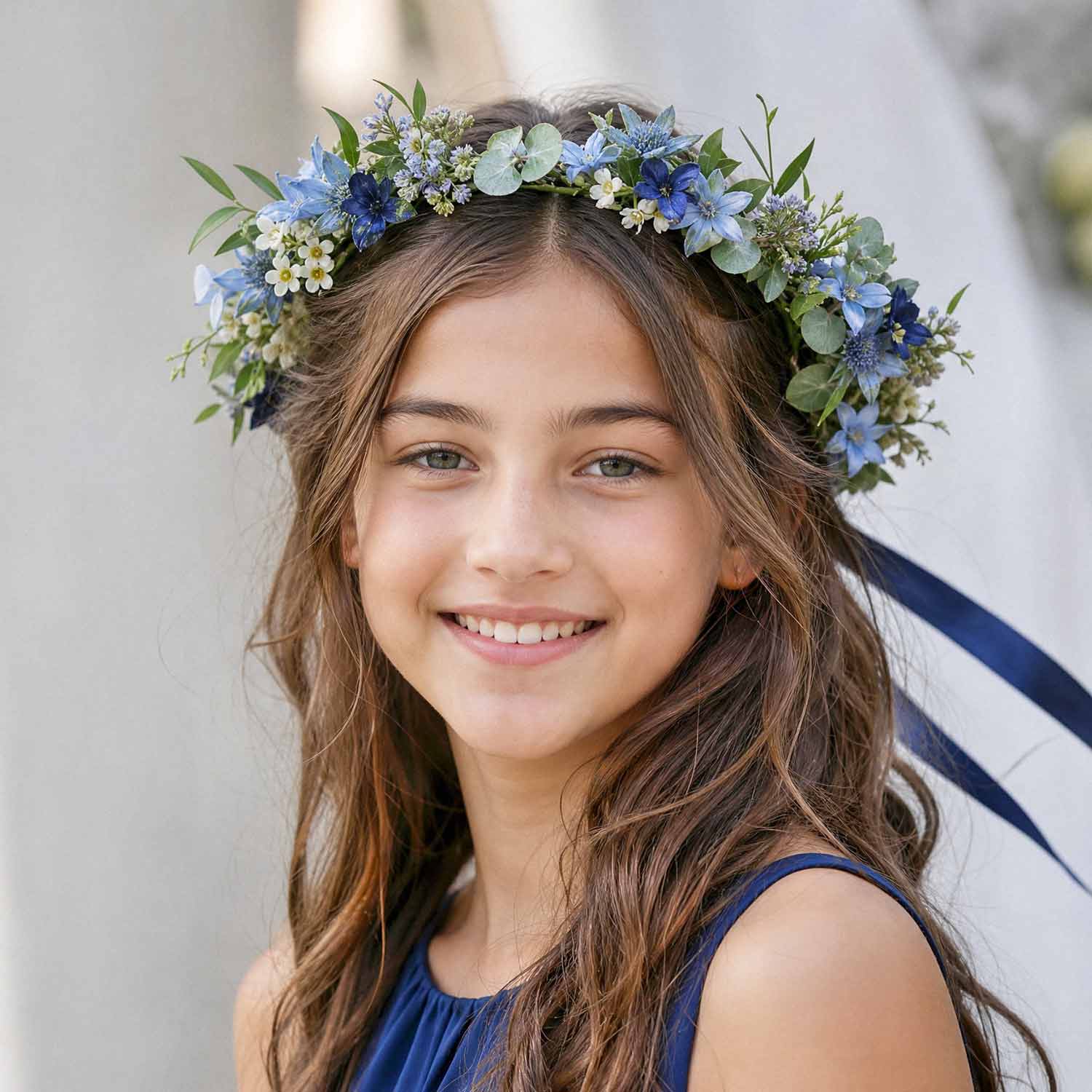 Blue & Navy Child Flower Crown