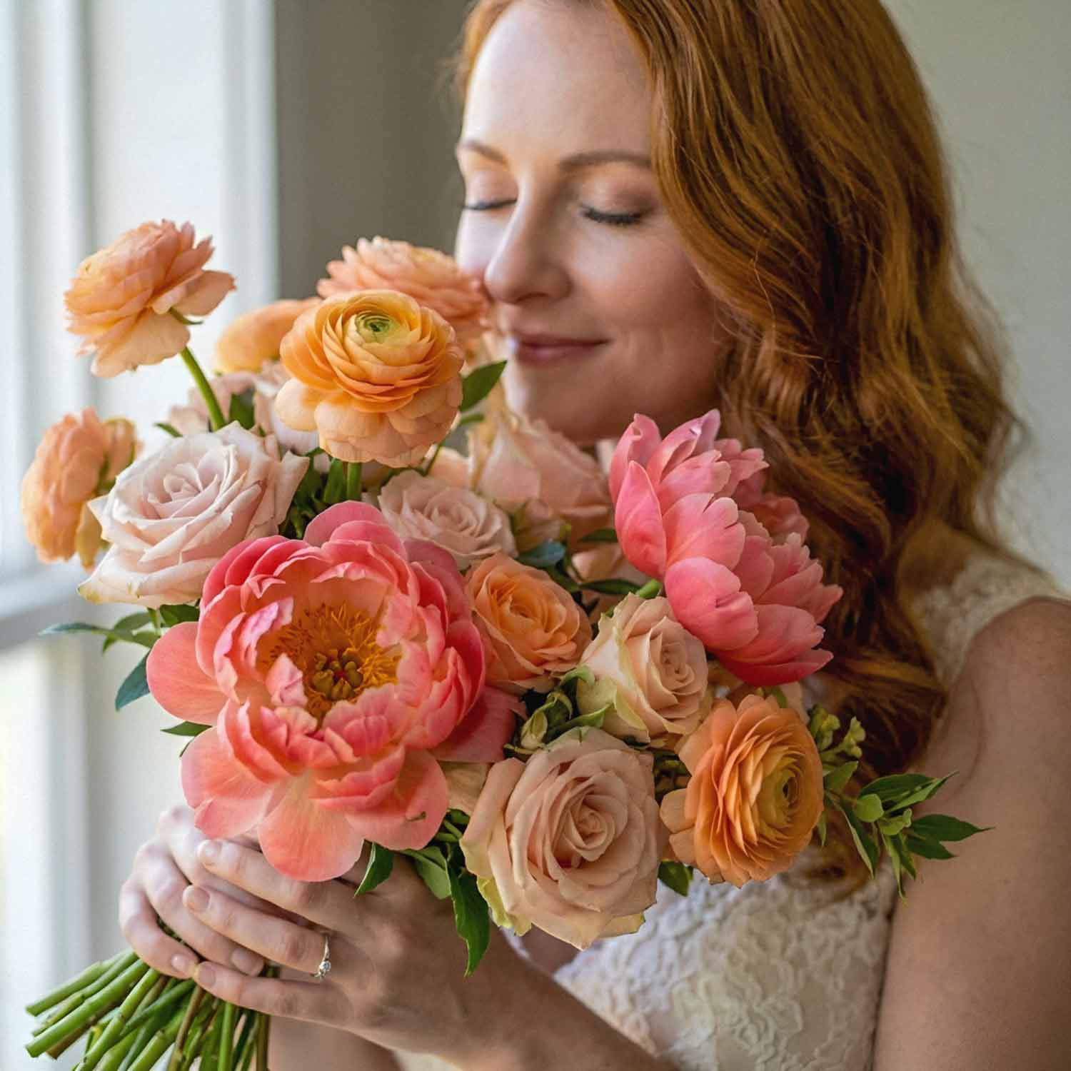 Coral Rhapsody Bridal Bouquet