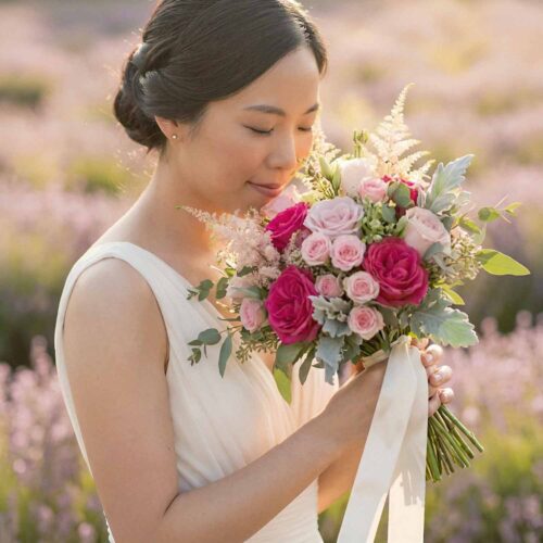 Fuchsia Halo Bridal Bouquet