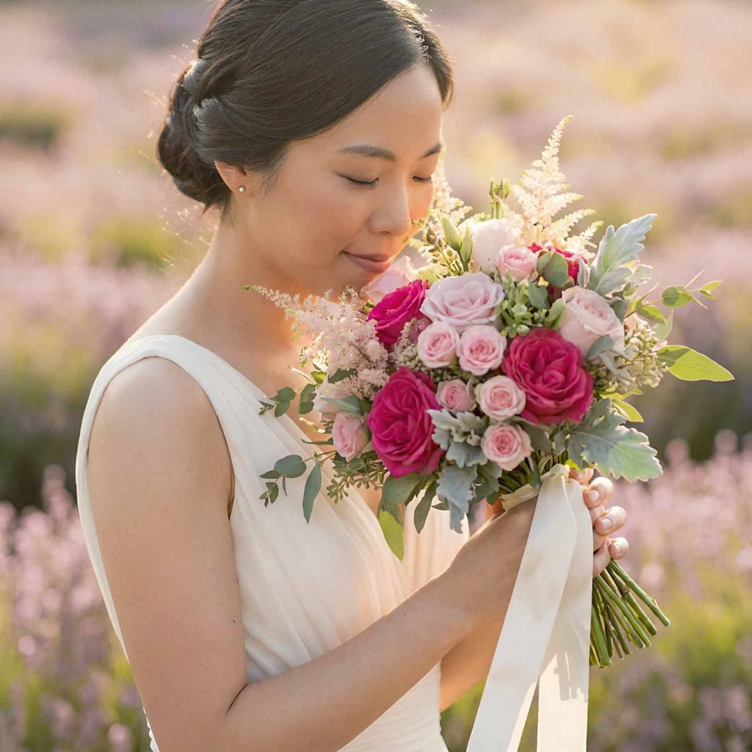 Fuchsia Halo Bridal Bouquet