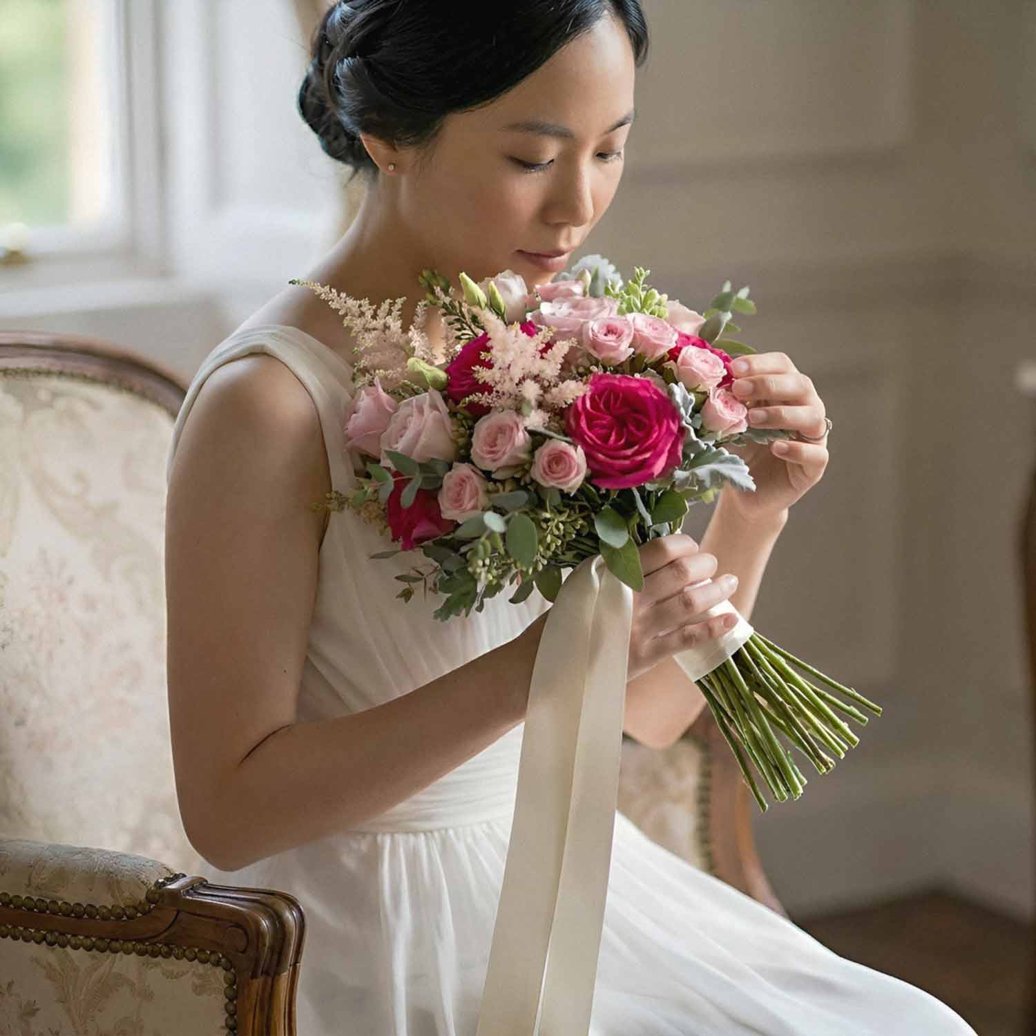 Fuchsia Halo Bridal Bouquet