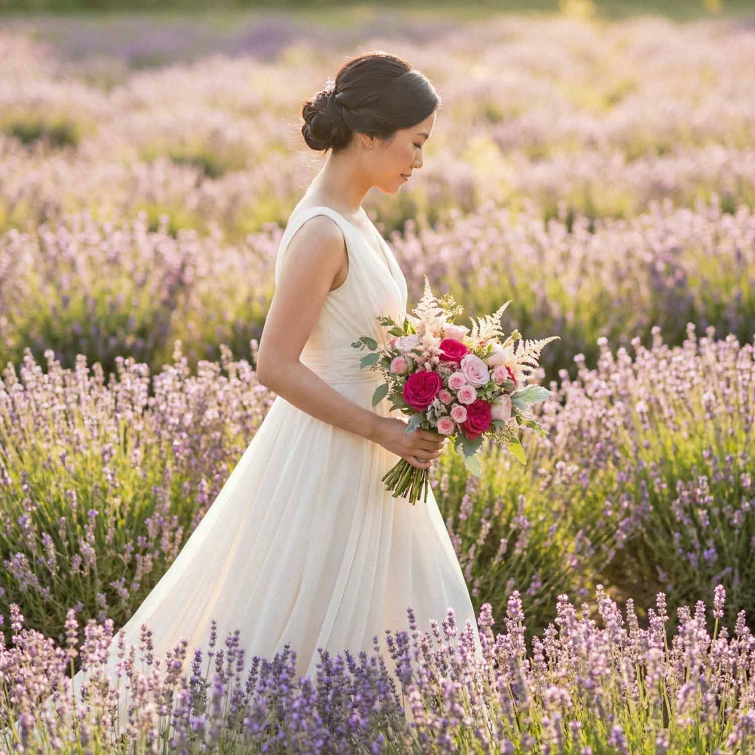 Fuchsia Halo Bridal Bouquet