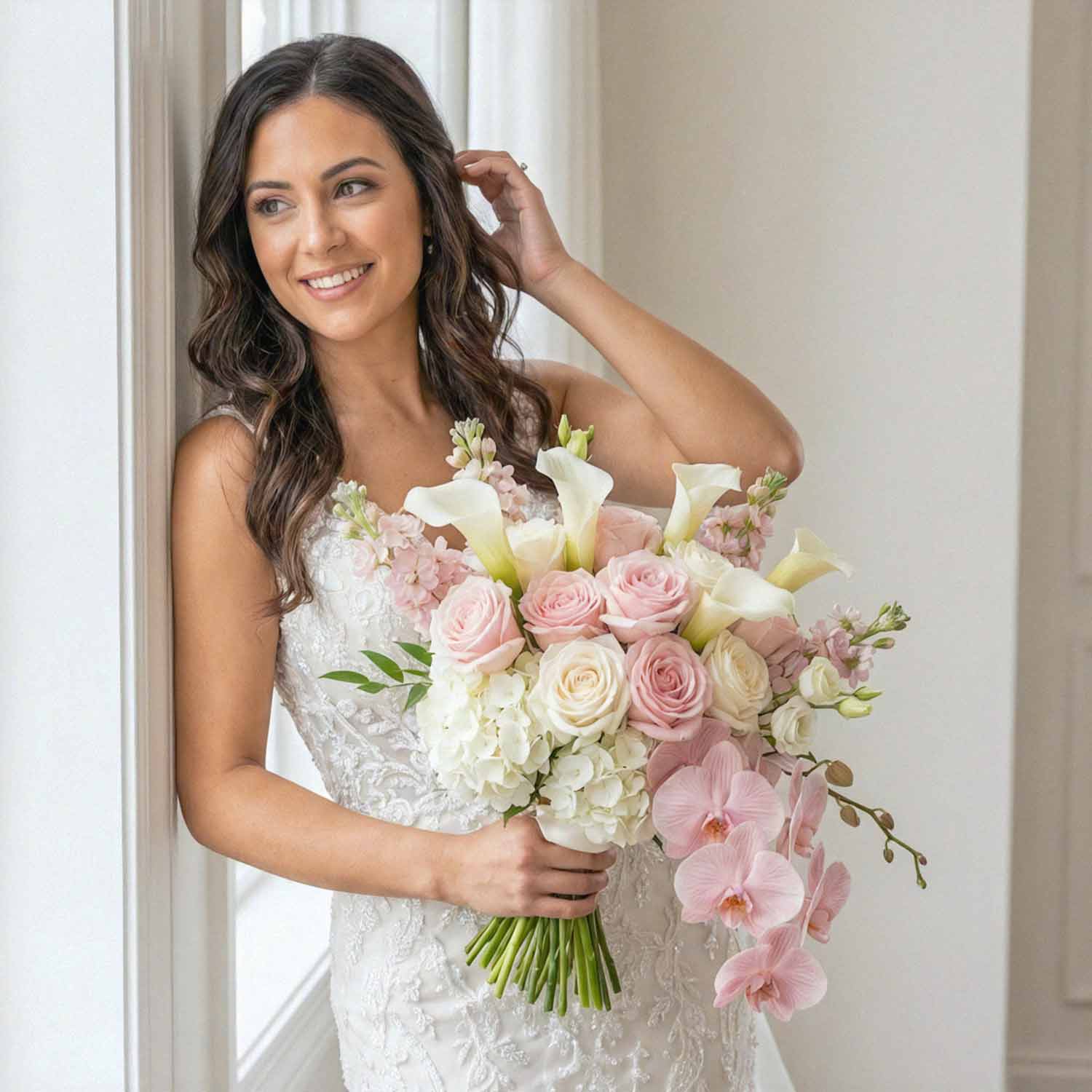 Pink Cascade Bridal Bouquet