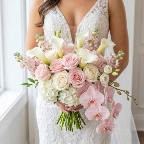 Pink Cascade Bridal Bouquet