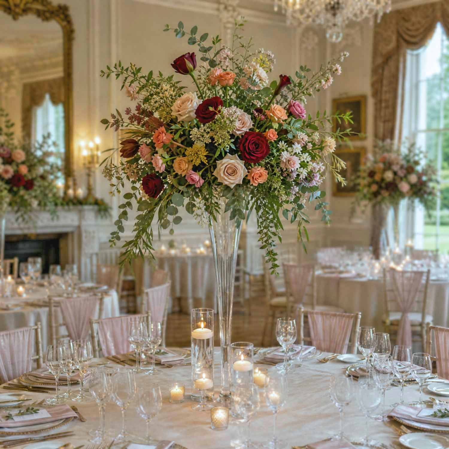 Bordeaux Belle Flute Vase Table Centrepiece