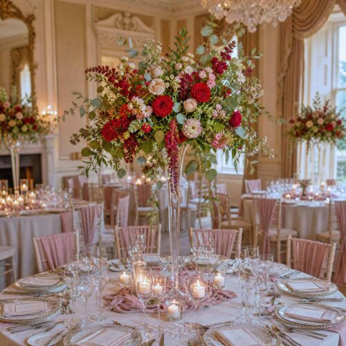 Ruby Devotion Flute Vase Table Centrepiece