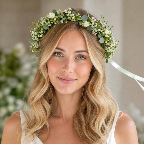 Green & White Adult Flower Crown