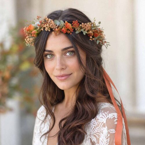 Orange & Terracotta Adult Flower Crown