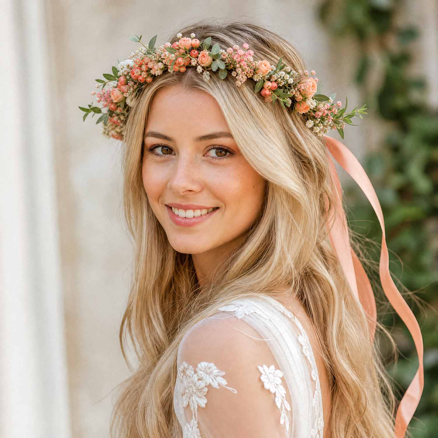 Peach & Coral Adult Flower Crown