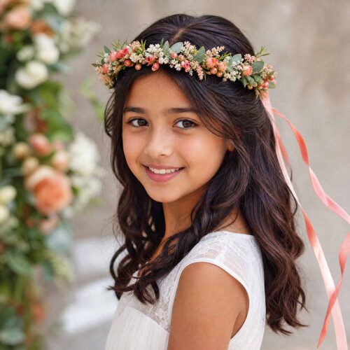 Peach & Coral Child Flower Crown