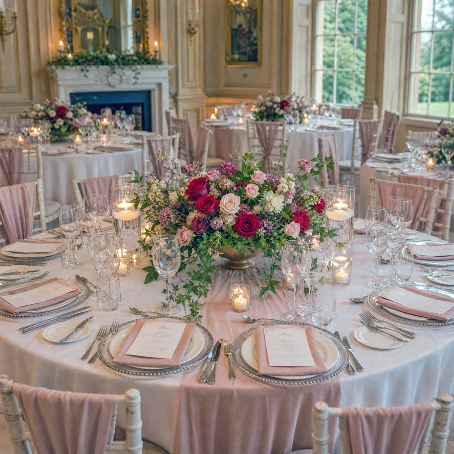 Crimson Promise Low Bowl Table Centrepiece