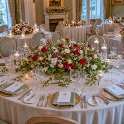 Crimson Promise Meadow Table Centrepiece