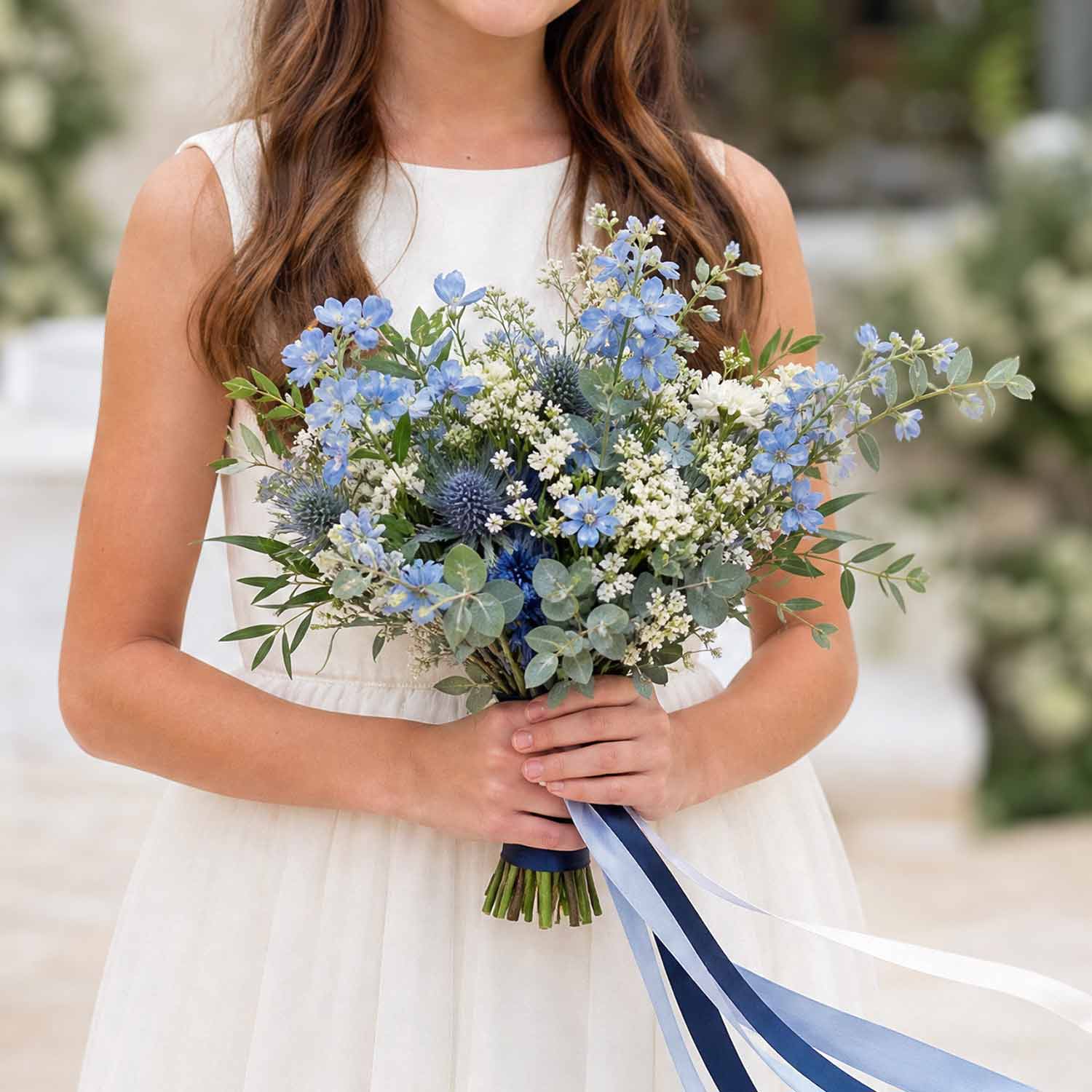 Blue & Navy Flower Girl Bouquet