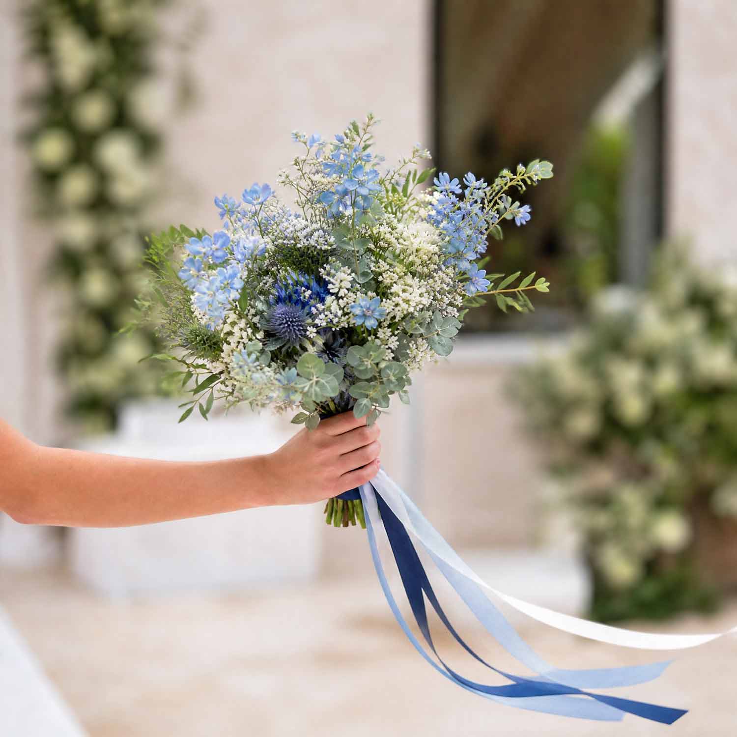 Blue & Navy Flower Girl Bouquet