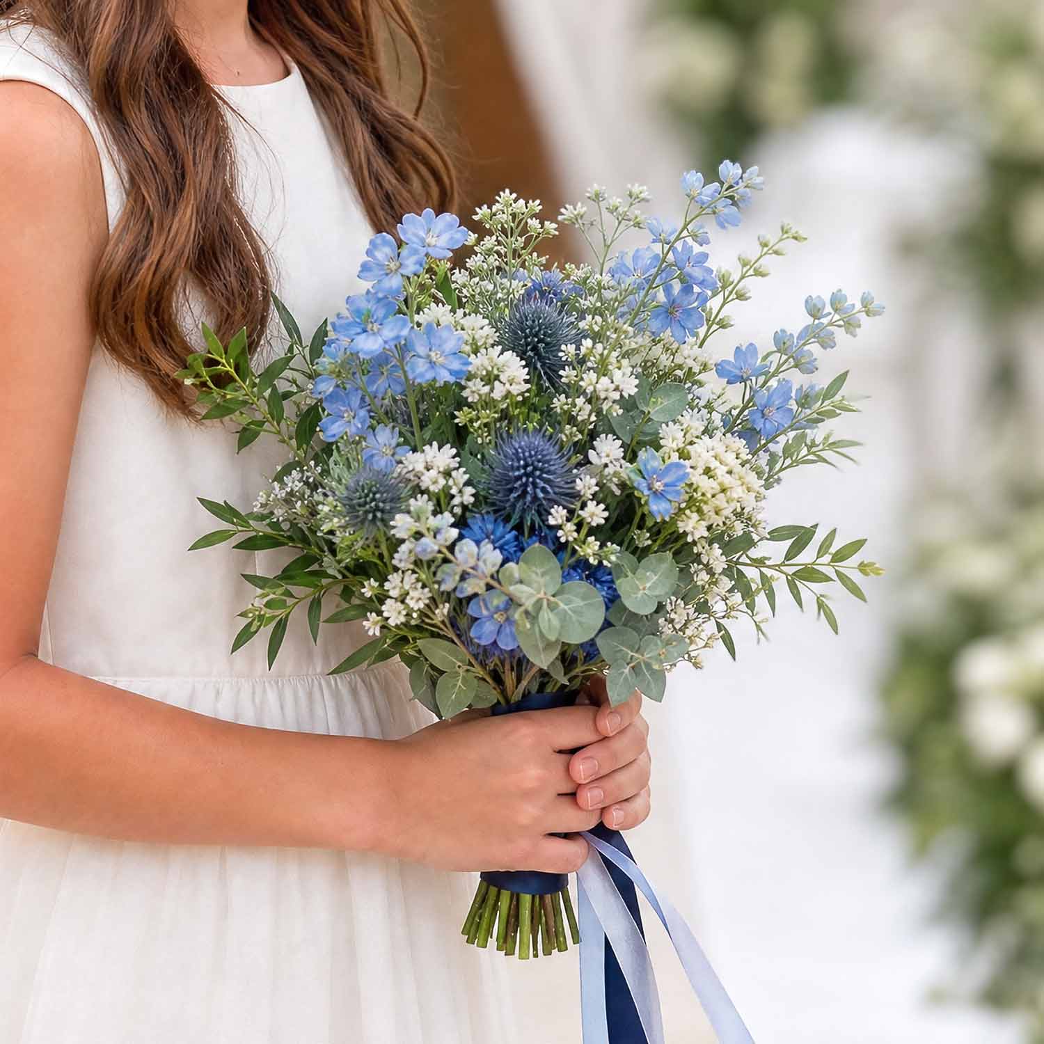 Blue & Navy Flower Girl Bouquet