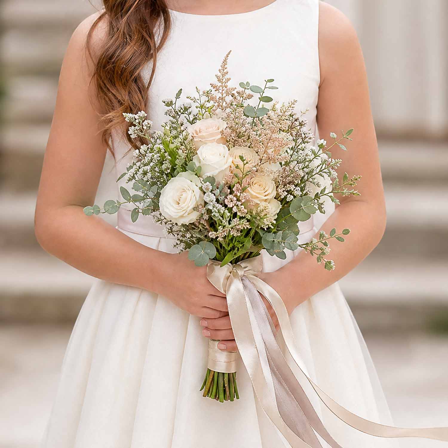 Champagne & Neutrals Flower Girl Bouquet