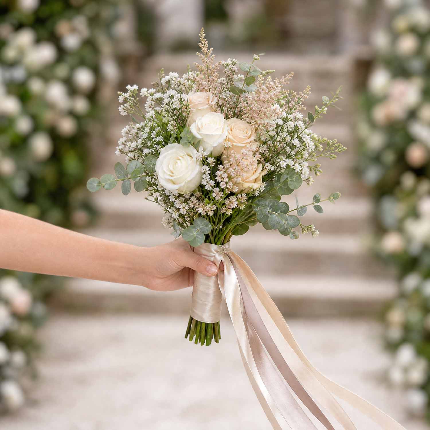 Champagne & Neutrals Flower Girl Bouquet