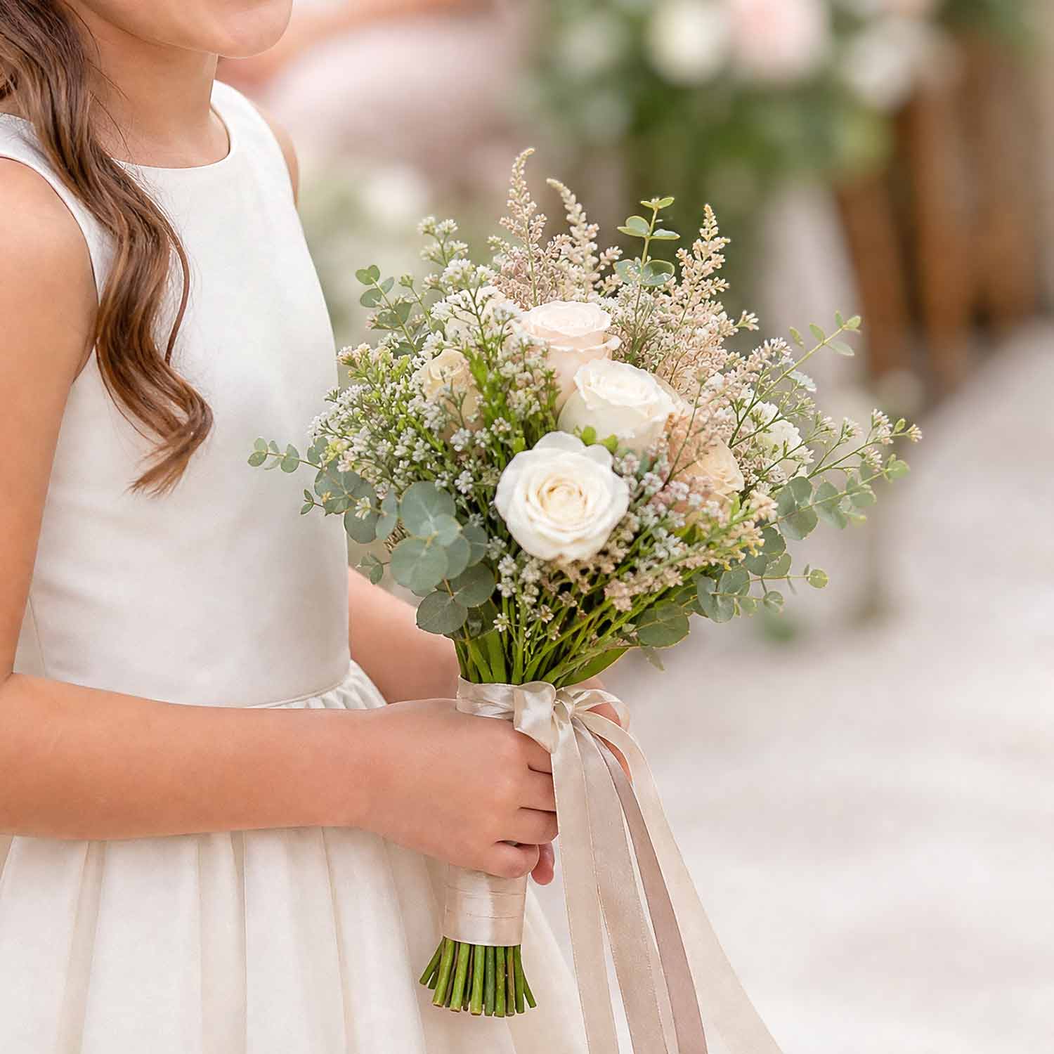 Champagne & Neutrals Flower Girl Bouquet