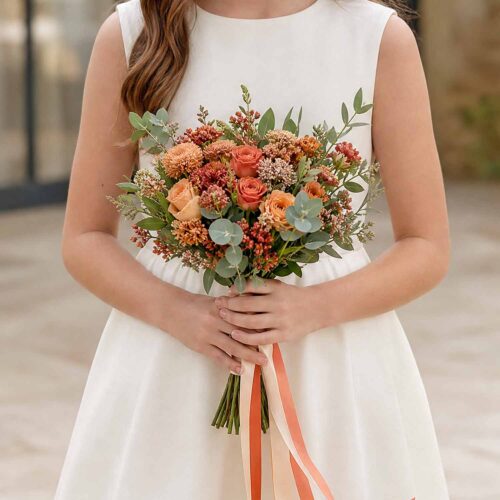 Orange & Terracotta Flower Girl Bouquet