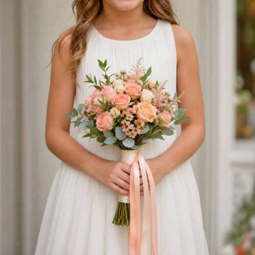 Peach & Coral Flower Girl Bouquet