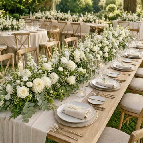 White & Ivory Table Centrepiece Garland